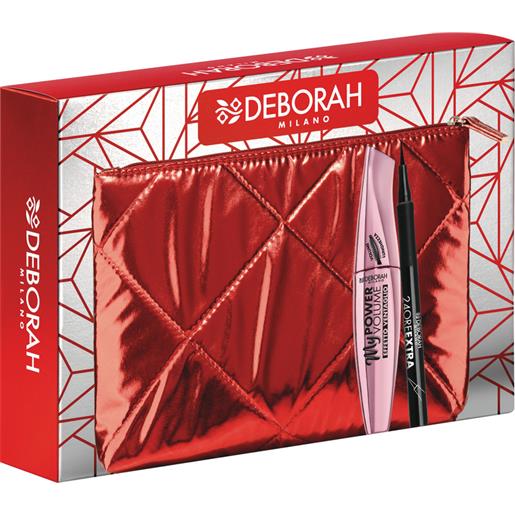 Deborah pochette metallizzato rosso contenente: mascara my power volume + eyeliner 24h extra