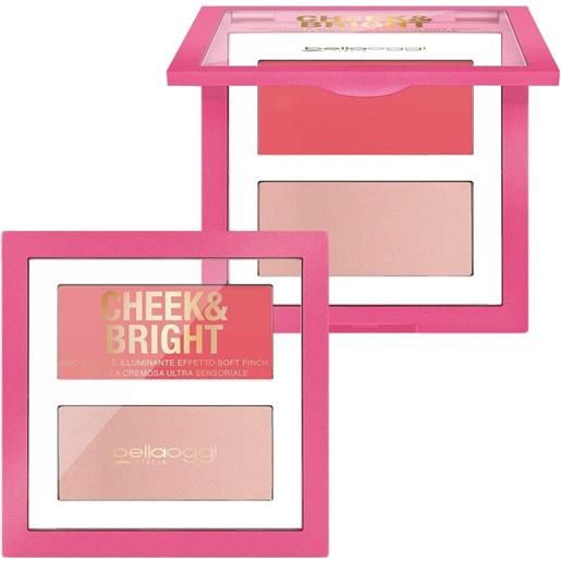 Bellaoggi cheek&bright palette blush e illuminante in crema 002 cheeky pink