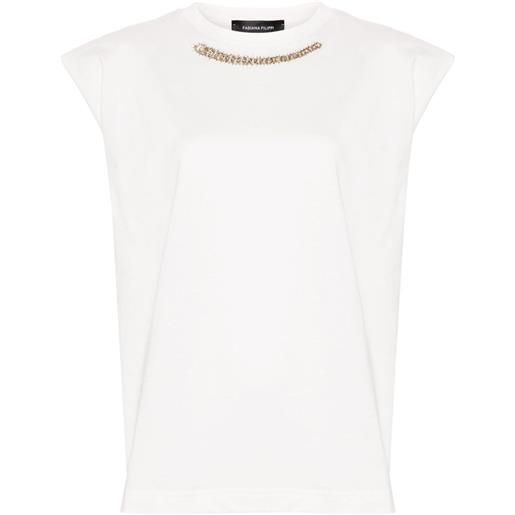Fabiana Filippi t-shirt con perline - bianco
