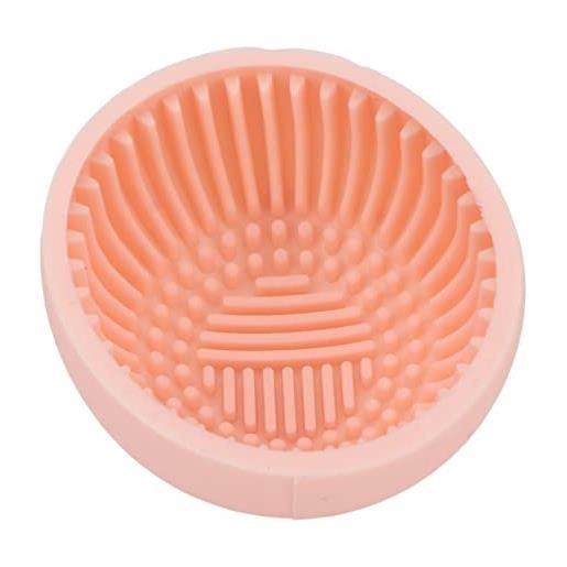 Pongnas detergente per pennelli da trucco tampone per la pulizia dei pennelli ， pennello per la pulizia del trucco in silicone ciotola per lavaggio strumento di lavaggio portatile (rosa)