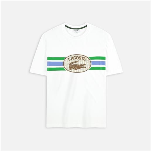 Lacoste regular fit monogram t-shirt white/sorrel/ethereal uomo