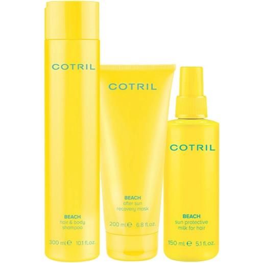 Cotril beach hair&body shampoo+mask+ milk for hair 300+200+150ml - kit solare capelli