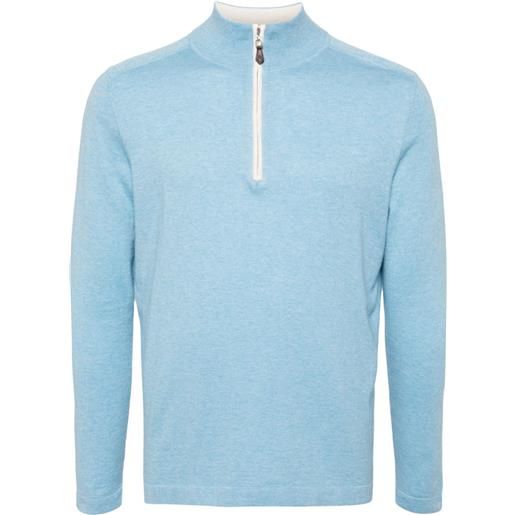 N.Peal maglione con mezza zip salcombe - blu