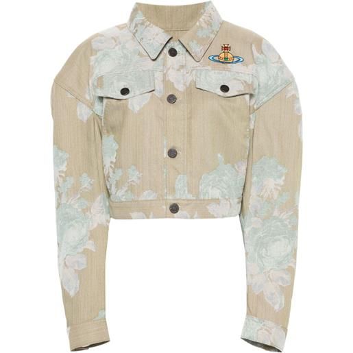 Vivienne Westwood giacca denim con ricamo orb - toni neutri
