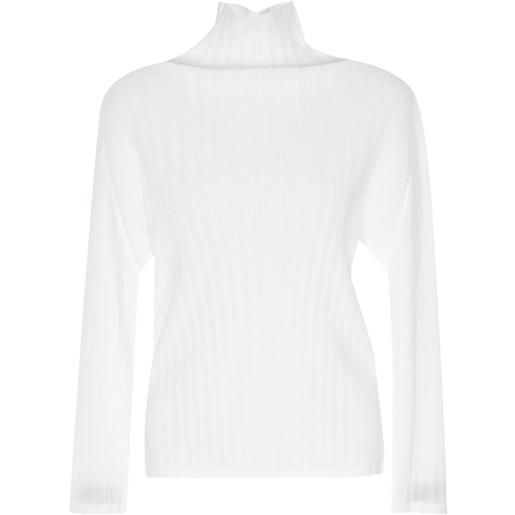 Pleats Please Issey Miyake t-shirt a coste - bianco