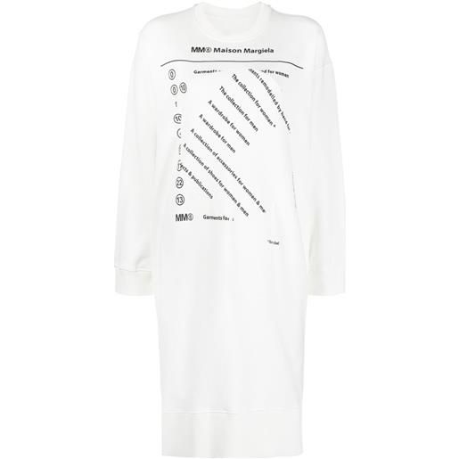 MM6 Maison Margiela abito modello felpa con stampa - bianco