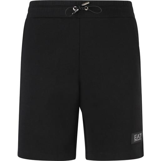 EA7 shorts nero con mini logo per uomo