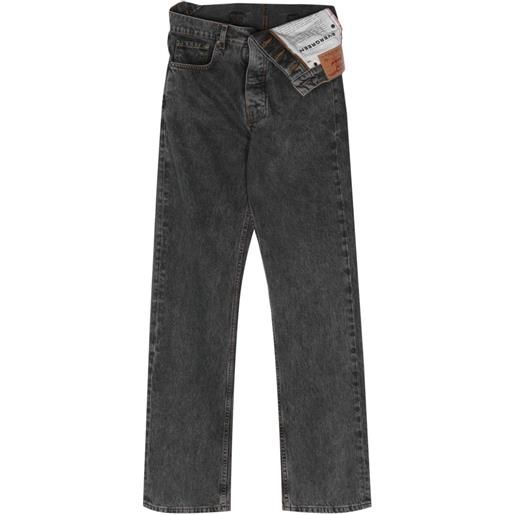 Y/Project jeans dritti evergreen asimmetrici - grigio