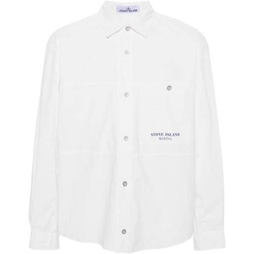 Stone Island camicia con dettaglio a righe - bianco