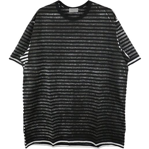 Yohji Yamamoto t-shirt a righe - nero