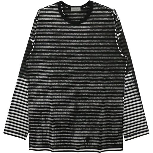 Yohji Yamamoto t-shirt a righe - nero
