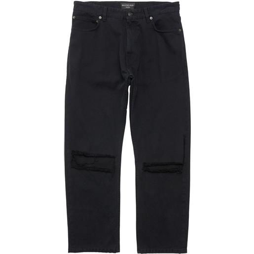 Balenciaga jeans dritti con effetto vissuto - nero