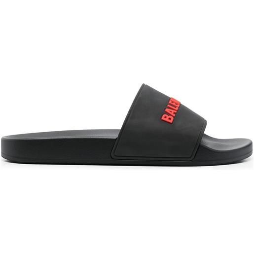 Balenciaga sandali slides con applicazione - nero