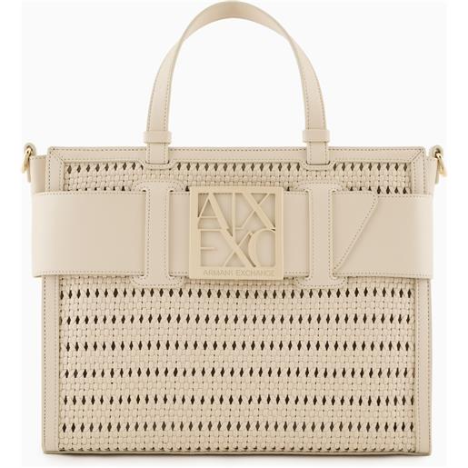 ARMANI EXCHANGE borsa tote beige ARMANI EXCHANGE effetto paglia 942689-4r736