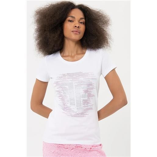 FRACOMINA t-shirt bianca donna FRACOMINA con strass 3004