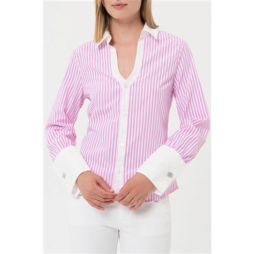 FRACOMINA camicia a righe rosa bianca donna FRACOMINA con polsi alti 6008