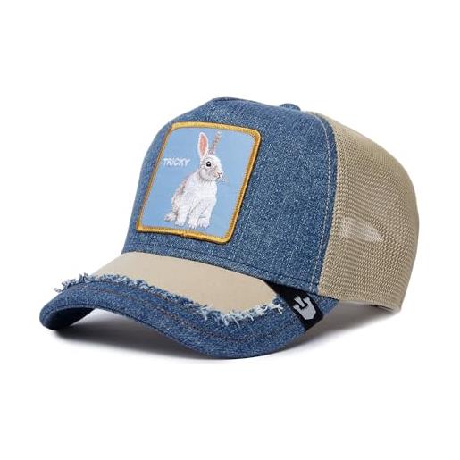 Goorin Bros. silky rabbit tricky coniglio blu beige berretto da camionista regolabile