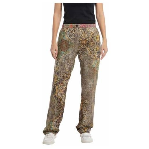 REPLAY w8828 mix all over printed viscose fabric pantaloni, multicolor 010, s donna
