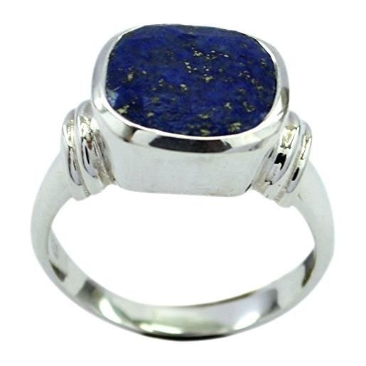 55Carat 55 carati genuino lapislazzuli anello in argento sterling per le donne a forma di cuscino incastonato taglio h-z, 47 (15.0), colore: blue, cod. 55ctlpjr020_h