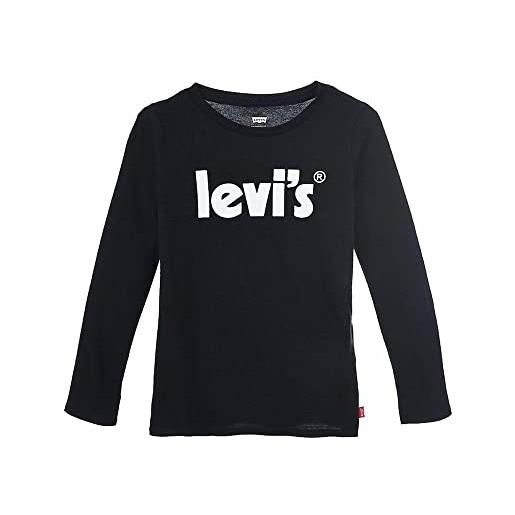 Levi's lvg ls poster logo top bambine e ragazze, nero, 4 anni