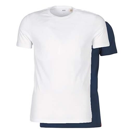 Levi's slim 2-pack crewneck tee, t-shirt uomo, dress blues/ white, m