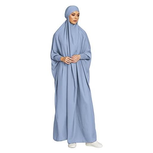 IMEKIS abito da donna musulmano jilbab islamico ramadan abito da preghiera con cappuccio hijab abaya abito tinta unita sciolto arabo khimar caftano medio oriente dubai turchia intera lunghezza robe, 