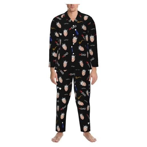 Naispanda set pigiama personalizzato pigiama da uomo personalizzato pigiama da uomo con foto personalizzata, pigiama da notte divertente a maniche lunghe personalizzato con foto di volto/testo