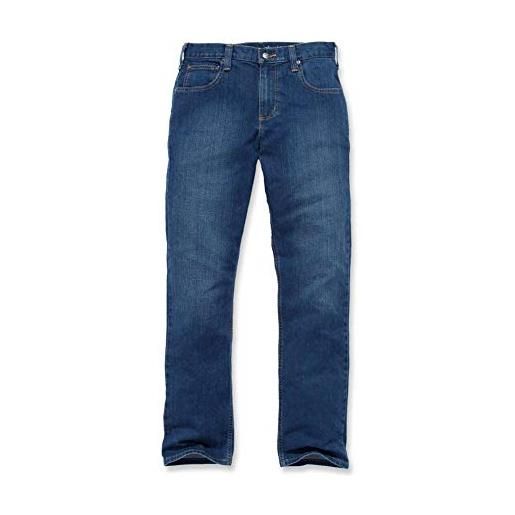 Carhartt jeans cinque tasche vestibilità comoda, elasticità extra rugged flex, uomo, blu (acqua fredda), 33w / 36l