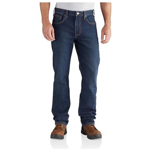 Carhartt jeans cinque tasche vestibilità comoda, elasticità extra rugged flex, uomo, blu (superiore), 36w / 34l