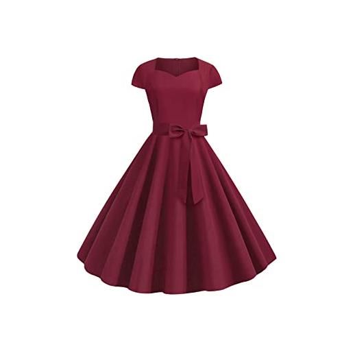 YMING donne 1950 abito da cocktail vintage tea dress retro tea party abito swing prom dresses nero s