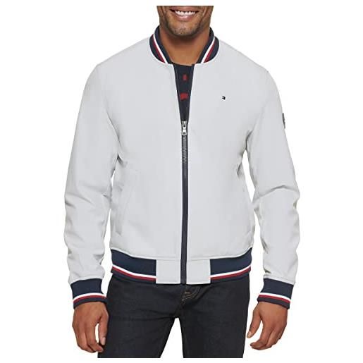 Tommy Hilfiger bomber leggero in maglia a coste varsity giacca, ice soft shell, m uomo