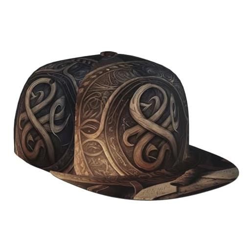 Generic cappellino da baseball da camionista casual regolabile snapback (runic scandinavian circle cool art) nero, nero , taglia unica