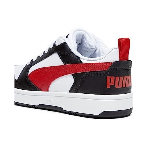 PUMA unisex kids rebound v6 lo jr scarpe da ginnastica, puma white for all time red puma black, 37.5 eu