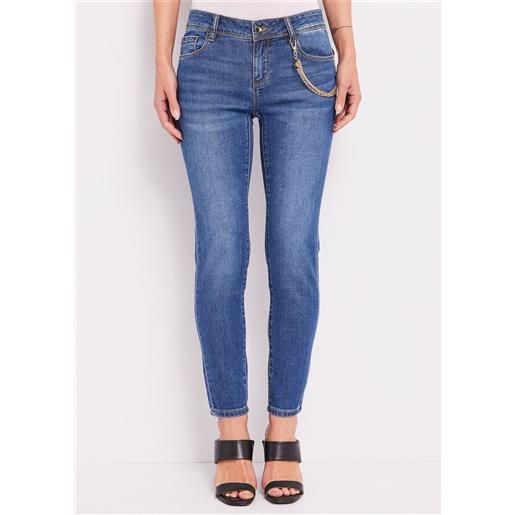 Gaudì jeans skinny cropped con catena