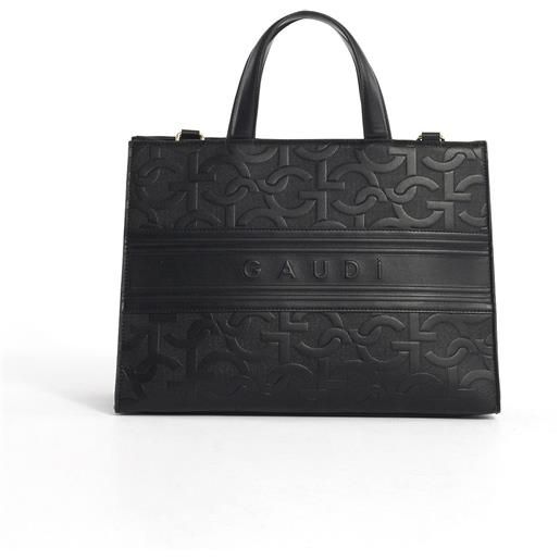 Gaudì borsa top handle con logo a rilievo