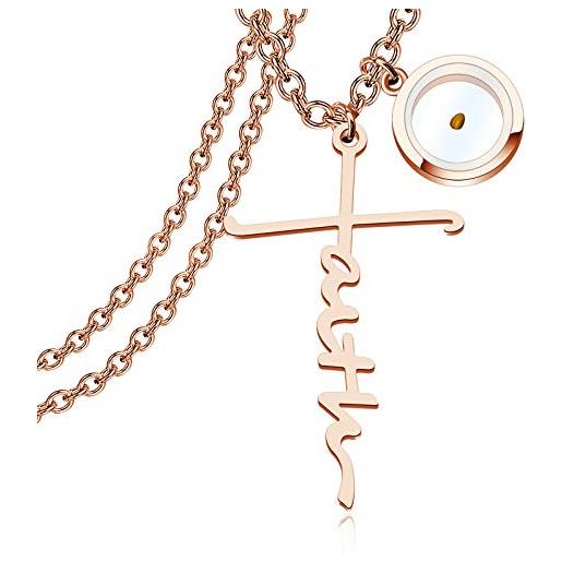 FAADBUK collana con ciondolo a forma di senape, regalo cristiano, idea regalo per donne e ragazze, metallo, acciaio inossidabile