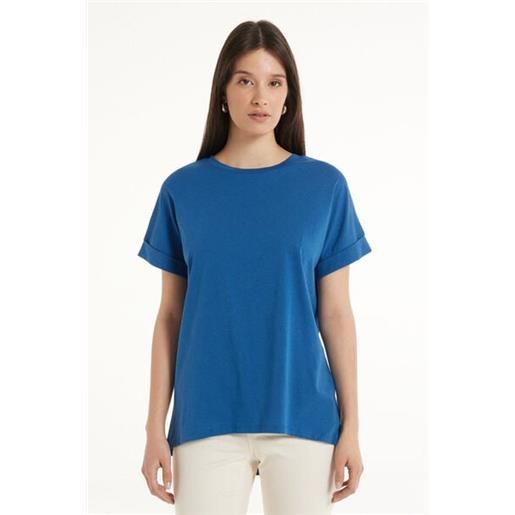 Tezenis t-shirt in cotone con risvolto kimono donna blu