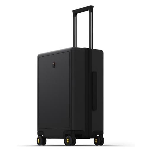 LEVEL8 valigia bagaglio a mano elegante micro diamante strutturato design valigie trolley rigido bagaglio a mano con 4 ruote doppie girevoli e lucchetto tsa integrato 51.5x35x23,36l, nero