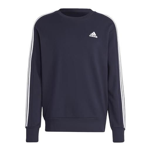adidas essentials french terry 3-stripes sweatshirt felpa, medium grey heather, m uomo