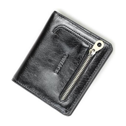 Contacts borsa da donna in vera pelle con scomparti per carte di credito, portamonete con chiusura a scatto, nero 2, casual