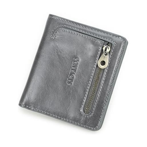 Contacts borsa da donna in vera pelle con scomparti per carte di credito, portamonete con chiusura a scatto, grigio 2, casual