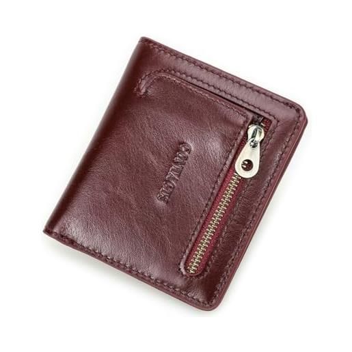 Contacts borsa da donna in vera pelle con scomparti per carte di credito, portamonete con chiusura a scatto, rosso2, classico