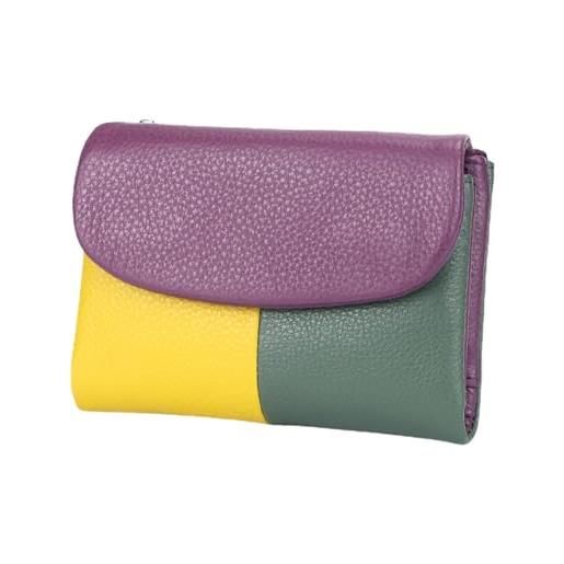 Royal Bagger portafogli corti da donna, portafoglio porta carte a più slot, portamonete semplice a tre ante in pelle vintage (light. Purple)