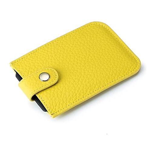 PORRASSO pelle porta carte di credito protezione rfid portafoglio porta tessere sottile slim porta carte credito per uomo donna giallo