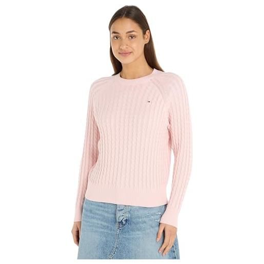 Tommy Hilfiger co cable c-nk sweater ww0ww41142 maglioni, rosa (whimsy pink), s donna