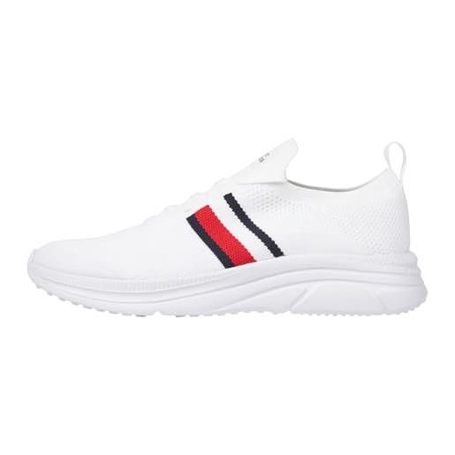 Tommy Hilfiger modern runner knit stripes ess fm0fm04798, sneaker da corsa uomo, bianco (white), 40 eu