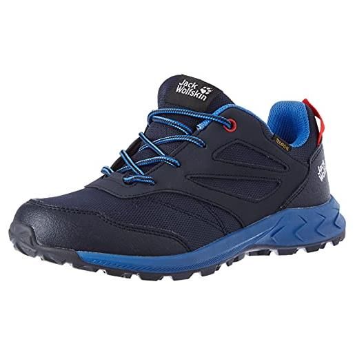Jack Wolfskin woodland texapore low k, scarpe da passeggio unisex-adulto, blu scuro e rosso, 35 eu