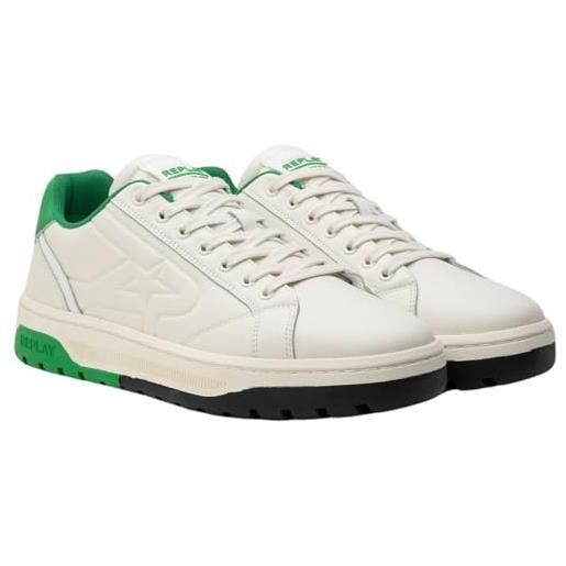 Replay gemini star hf, scarpe da ginnastica uomo, 115 off wht green, 46 eu