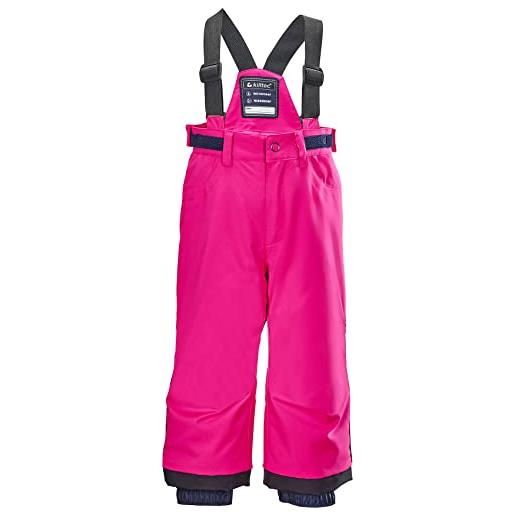Killtec kw 91 mns ski pnts pantaloni funzionali da neve con bretelle e paraneve, rosa fluo, 116 bambina