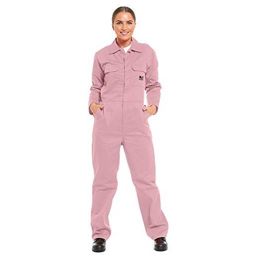 Tough Gear tuta da lavoro da donna a maniche lunghe resistente alle rughe con tasche multiple - tuta protettiva di sicurezza - abbigliamento normale da lavoro (rosa), pink, 70